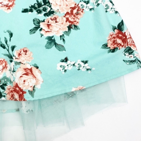 NEW Hot Topic Mint Floral Halter Rockabilly Retro Swing Crinoline Dress Size XL - Picture 11 of 15